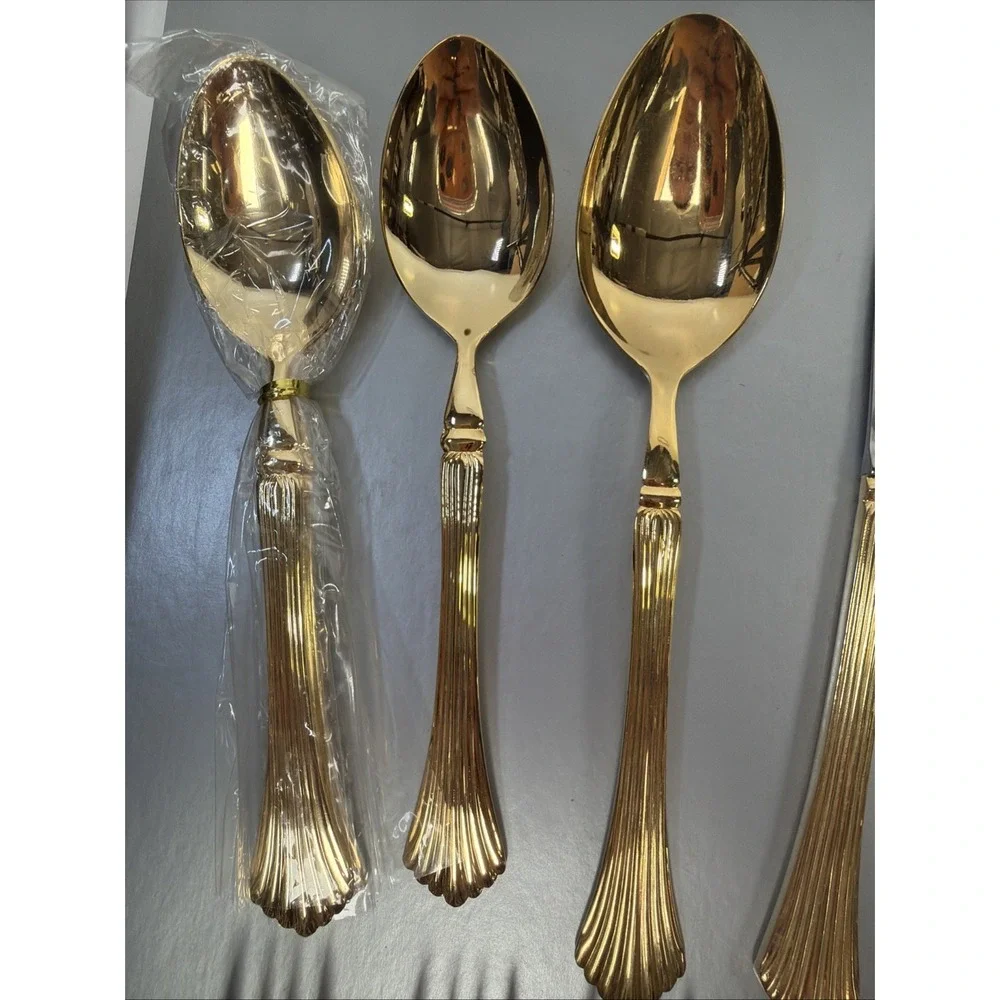 International Silver GOLDEN FLAIR Gold Electroplate EP Flatware Set 26 Pieces‎